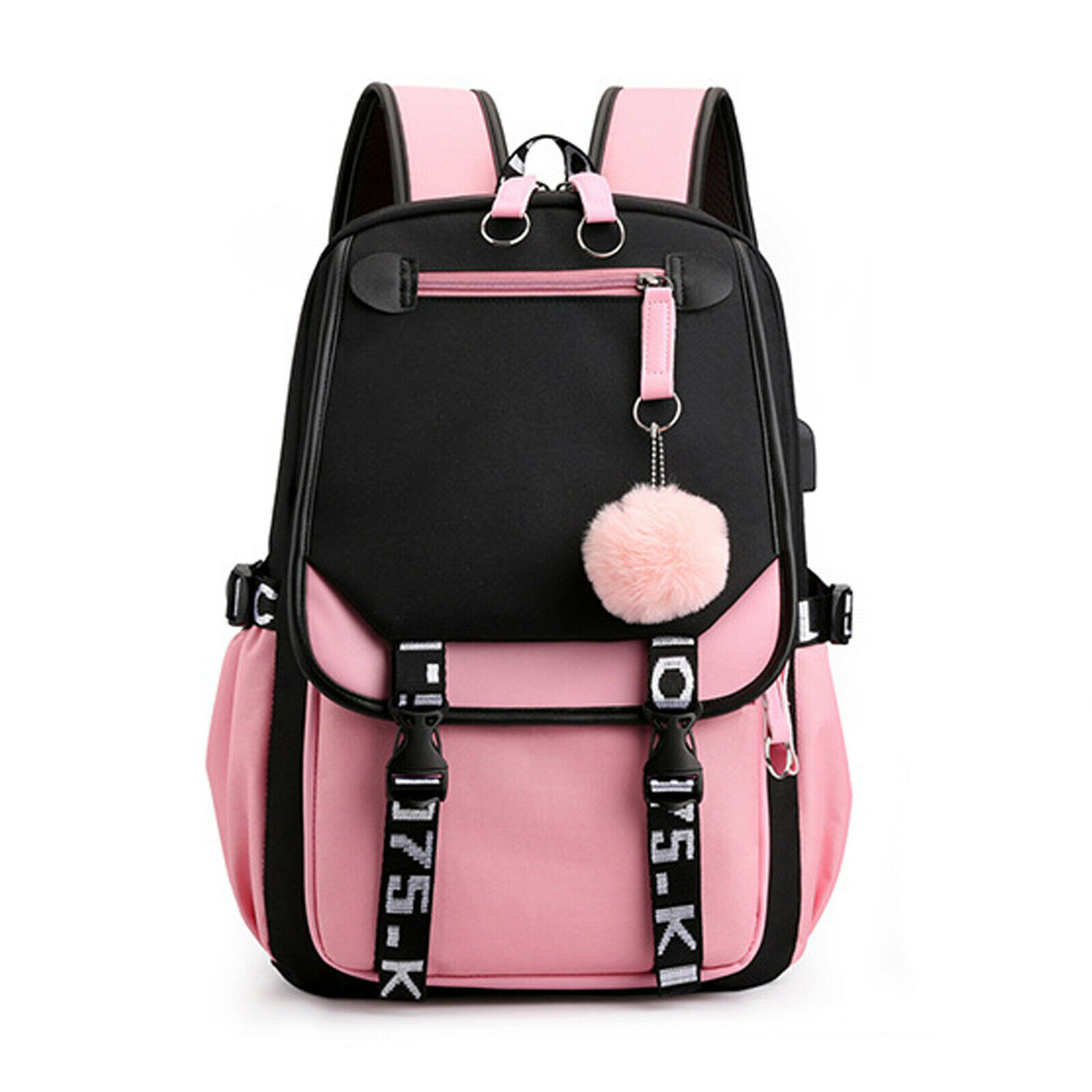 Women School Bag Oxford Waterproof Girls Backpack Rucksack w/ USB Charging Port 24Hr Smart